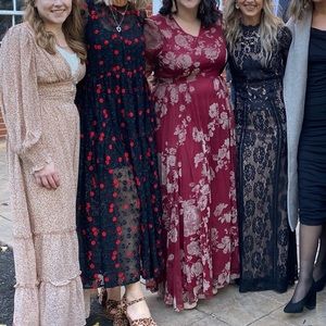 Zara three quarter length maxi tiered lace dress.